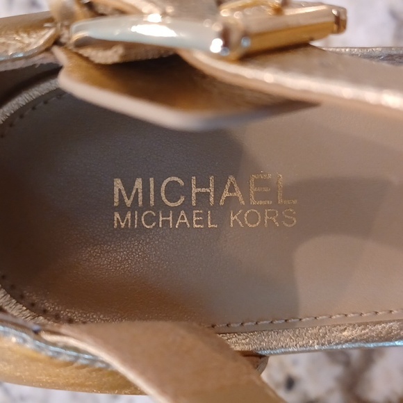 MICHAEL KORS RORY Gold Platform Dressy Open Toe Sandals SZ 10 - Picture 10 of 16
